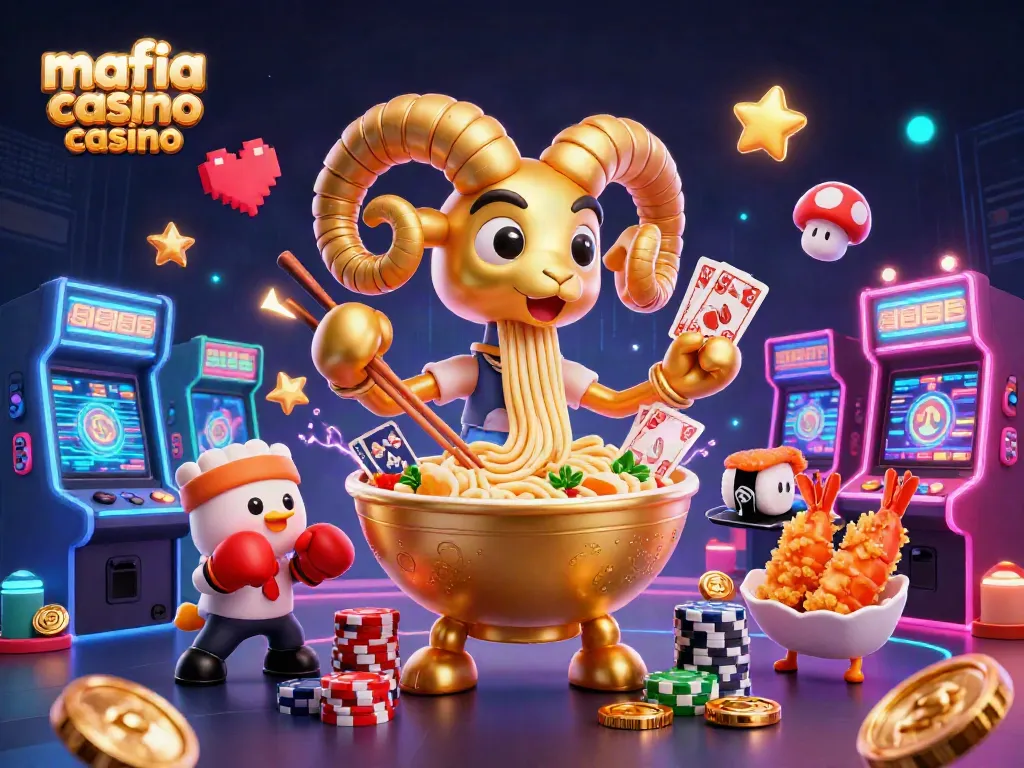 Mafia casino casino themed illustration with vibrant characters in action, engaging in gaming activities.
