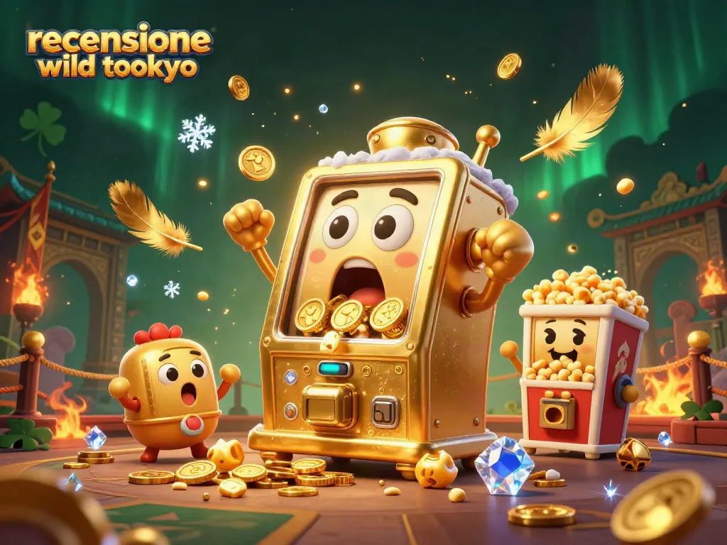 Experience the excitement of recensione wild tokyo casino with vibrant 3D illustrated slot machines celebrating a jackpot victory.